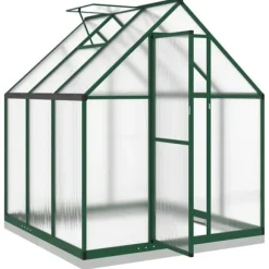 Drivhus med aluminiumstel og fundamentramme | Størrelse: 169x169x202 cm | Farve: Grøn