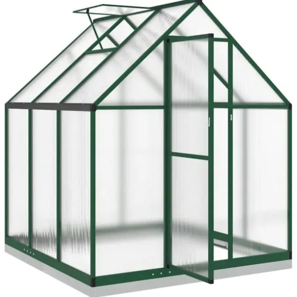 Drivhus med aluminiumstel og fundamentramme | Størrelse: 169x169x202 cm | Farve: Grøn