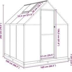 Drivhus med aluminiumstel og fundamentramme | Størrelse: 169x169x202 cm | Farve: Grøn