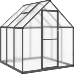 Drivhus med fundamentramme - Aluminium antracitgrå | 169x169x195 cm