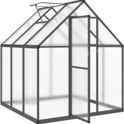 Drivhus med fundamentramme - Aluminium antracitgrå | 169x169x195 cm