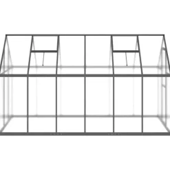 Drivhus med fundamentramme - Vejrbestandigt aluminium | Størrelse: 334x169x195 cm | Farve: Antracitgrå