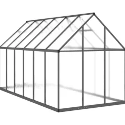 Drivhus med fundamentramme - Vejrbestandigt aluminium | Størrelse: 334x169x195 cm | Farve: Antracitgrå