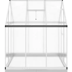 Drivhus med fundamentramme i aluminium - 169x169x202 cm | Farve: Sølv