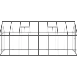 Drivhus med fundamentramme 445x169x195 cm - Aluminium | Farve: Antracitgrå