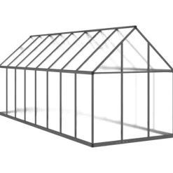 Drivhus med fundamentramme 445x169x195 cm - Aluminium | Farve: Antracitgrå