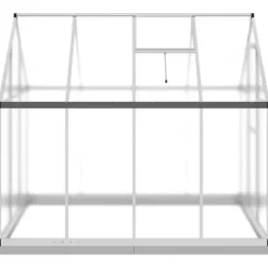 Drivhus med fundamentramme - Aluminium sølvfarvet | Størrelse: 224x169x202 cm