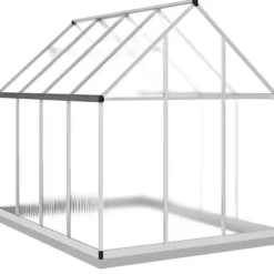 Drivhus med fundamentramme - Aluminium sølvfarvet | Størrelse: 224x169x202 cm