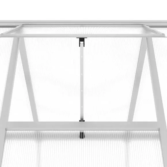 Drivhus med fundamentramme - Aluminium sølvfarvet | Størrelse: 224x169x202 cm