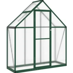 Drivhus med fundamentramme - Aluminium | Størrelse: 169x58x195 cm | Farve: Grøn