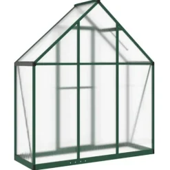 Drivhus med fundamentramme - Aluminium | Størrelse: 169x58x195 cm | Farve: Grøn