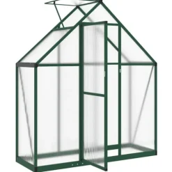 Drivhus med fundamentramme - Aluminium | Størrelse: 169x58x195 cm | Farve: Grøn