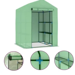 Drivhus med hylder 143x143x195 cm stål - Drivhus - Drivhuse - Home & Living