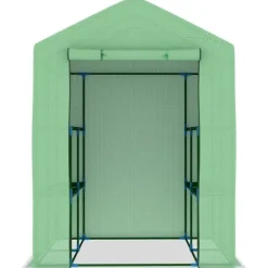 Drivhus med hylder 143x143x195 cm stål - Drivhus - Drivhuse - Home & Living