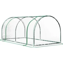 Drivhus 200x100x80 cm, stål/plast, med dør – drivbænk, grøn