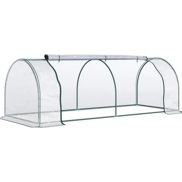 Drivhus 250x100x80 cm, stål/PVC, med dør – drivbænk til planteopdræt