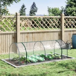 Drivhus 250x100x80 cm, stål/PVC, med dør – drivbænk til planteopdræt