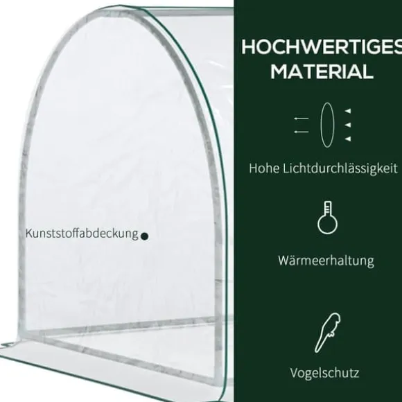 Drivhus 250x100x80 cm, stål/PVC, med dør – drivbænk til planteopdræt