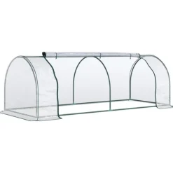 Drivhus 250x100x80 cm, stål/PVC, med dør – drivbænk til planteopdræt