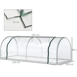 Drivhus 250x100x80 cm, stål/PVC, med dør – drivbænk til planteopdræt