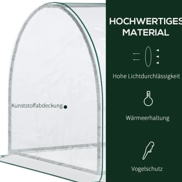 Drivhus 250x100x80 cm, stål/PVC, med dør – drivbænk til planteopdræt