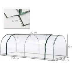 Drivhus, 250x100x80 cm, Transparent