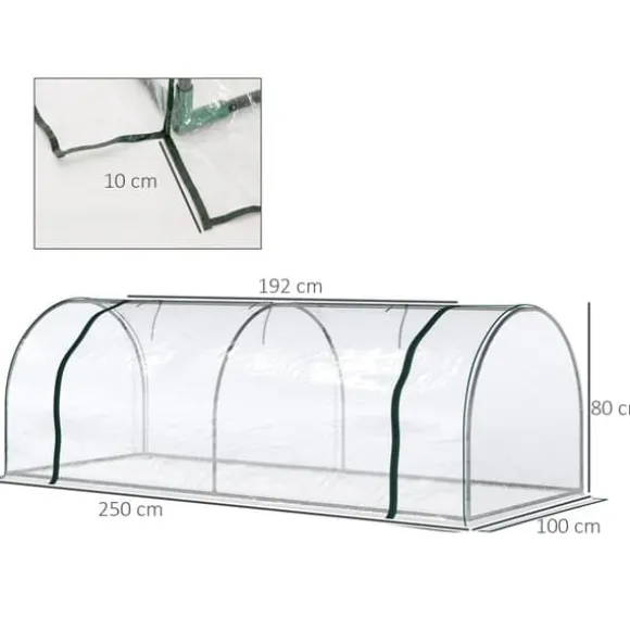 Drivhus, 250x100x80 cm, Transparent