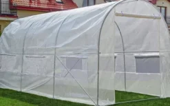 Drivhus 4,5x2x2 meter hvid - med 6 myggenet vinduer - 9m2