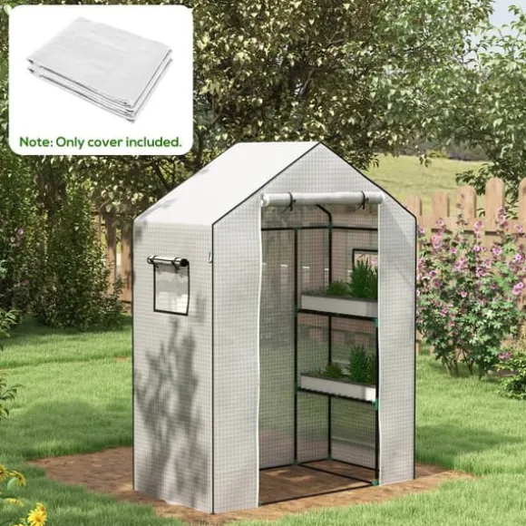 Drivhusdække, 140x73x190 cm, Hvid