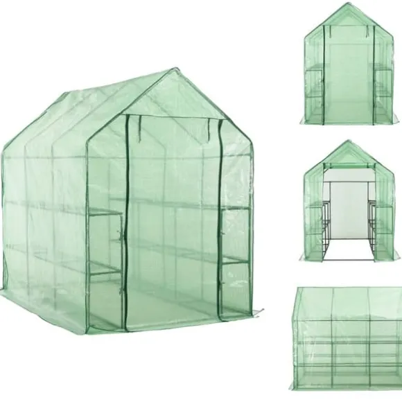 Drivhuse - Living drivhus med 12 hylder 143 x 214 x 196 cm stål