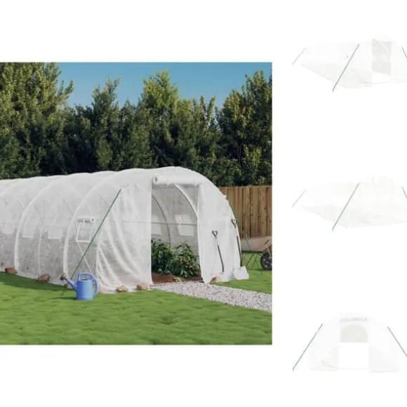 Drivhuse - Living drivhus med stålstel 30 m² 10x3x2 m hvid