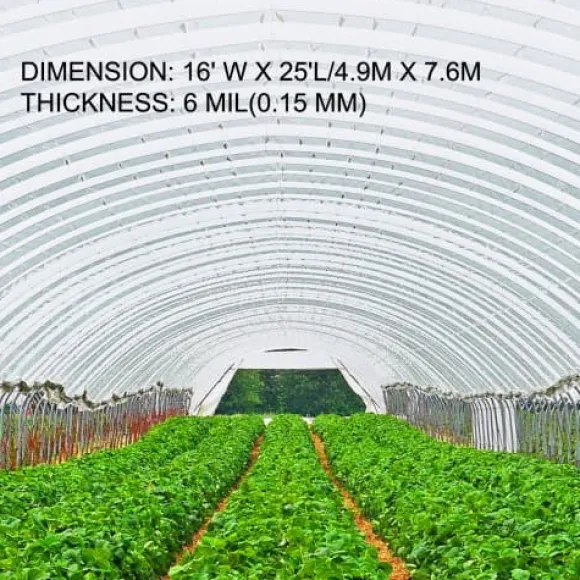 Drivhusfilm 490x760 cm Klar Polyethylen 6 Mil, UV-resistent