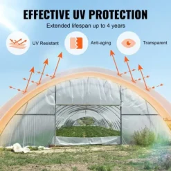 Drivhusplastfolie 25 x 25 fod, 6 Mil tykkelse. Klar polyethylenfilm, UV-bestandig i 4 år - perfekt til havearbejde og landbrug.