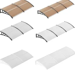 Dørtag - Udendørs markise til dør/vindue - Størrelse 190 x 98,5 cm - Aluminiumsramme - PU-belagt polyester - Vandtæt og UV-beskyttelse - Buet design | CDON