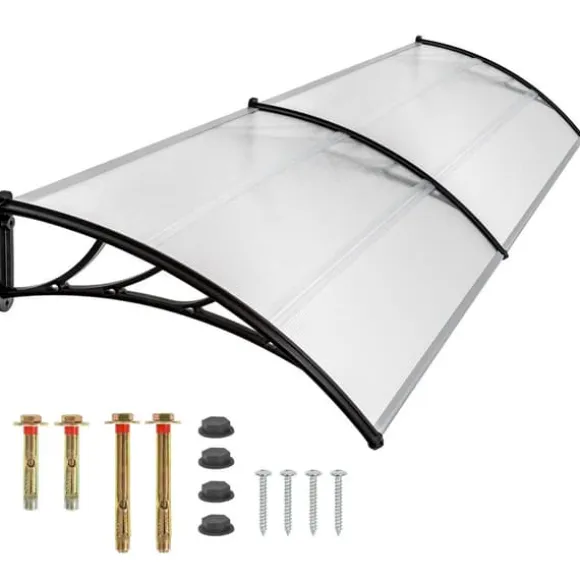 Dørtag/Dørskærm - 150 cm - Polycarbonat - Aluminiumsramme - UV-beskyttelse - Vægmonteret - Lysegrå