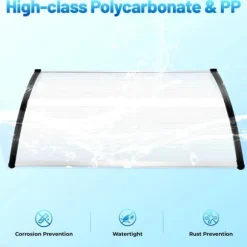 Dørtag/Entrétag - Væghængt Overdækning - Rektangulær Bue - Polycarbonatplade - PP-ramme - Regn- og sneskærm - Klar & Sort