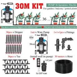 Dryp Irrigationsystem, Automatisk Vandingssæt, Justerbare Dryppere, , K kit