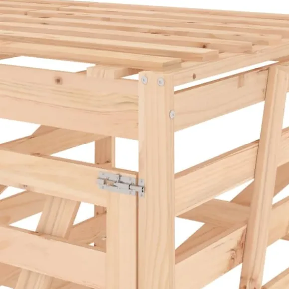 Dubbel sopkärlsskjul i massiv furu - Ventilerad design | Färg: Natur | Storlek: Standard