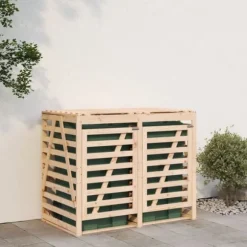 Dubbel sopkärlsskjul i massiv furu - Ventilerad design | Färg: Natur | Storlek: Standard