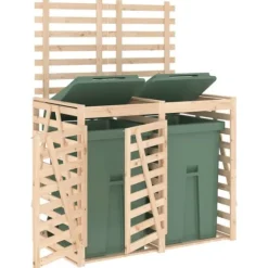 Dubbel sopkärlsskjul i massiv furu - Ventilerad design | Färg: Natur | Storlek: Standard