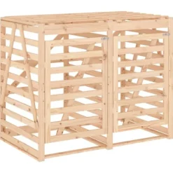 Dubbel sopkärlsskjul i massiv furu - Ventilerad design | Färg: Natur | Storlek: Standard