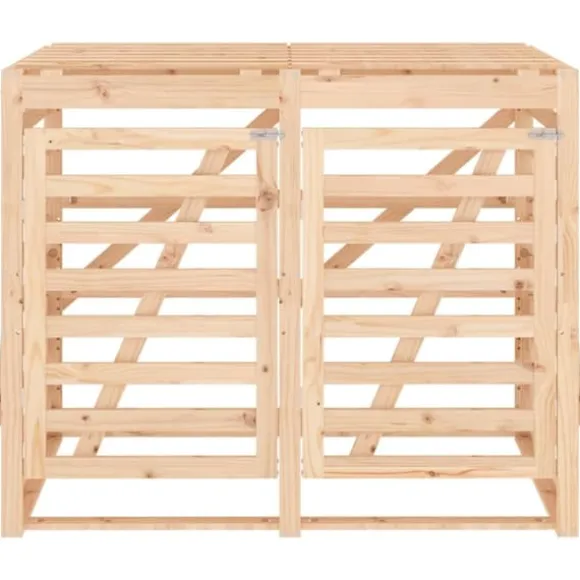 Dubbel sopkärlsskjul i massiv furu - Ventilerad design | Färg: Natur | Storlek: Standard