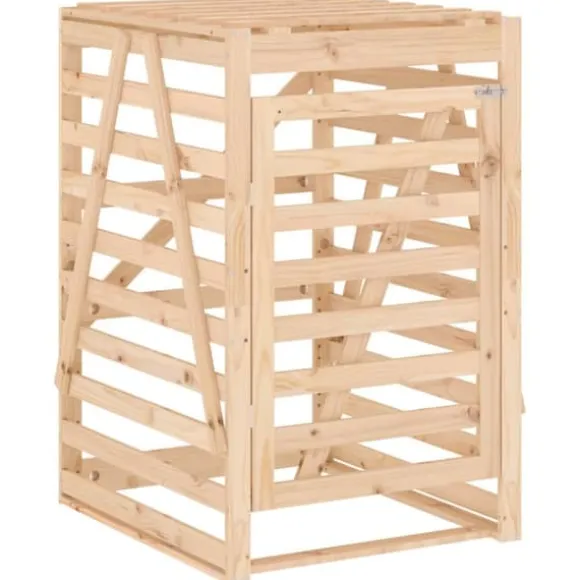 Dubbel sopkärlsskjul i massiv furu - Ventilerad design | Färg: Natur | Storlek: Standard