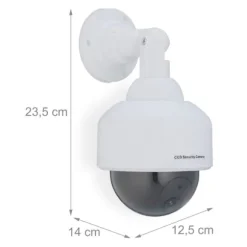Dummy overvågningskamera, kuppelformet, 23.5x12.5x14 cm, hvid