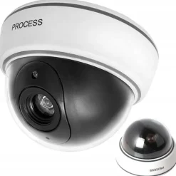 Dummy-kamera dome LED IR Large – realistisk legetøjskamera med blinkende rød LED, væg- og loftmontering