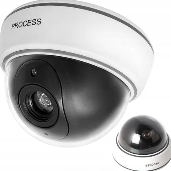 Dummy-kamera dome LED IR Large – realistisk legetøjskamera med blinkende rød LED, væg- og loftmontering