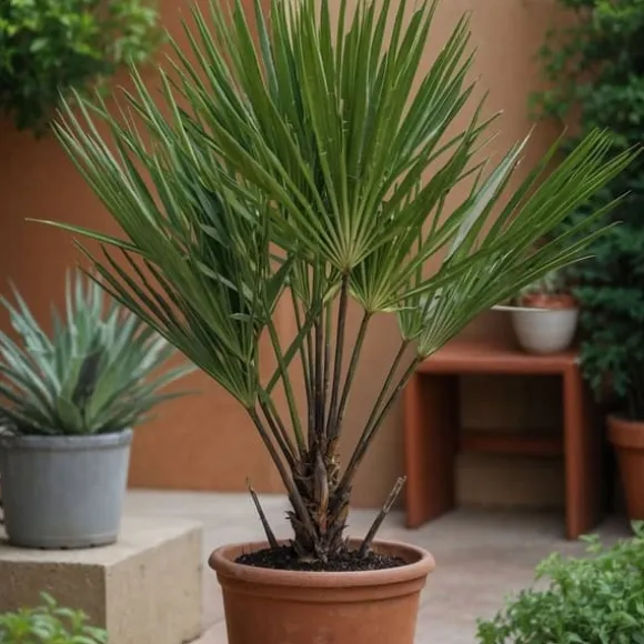 Dværgpalme - Sæt med 2 - Chamaerops humilis - Højde 50-60cm - ⌀15cm