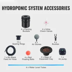DWC Hydroponics Vækstsystem, Deep Water Culture, 4 Spande med Luftpumpe, Effektiv Vanding, Hurtig Vækst