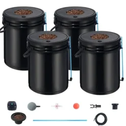 DWC Hydroponics Vækstsystem, Deep Water Culture, 4 Spande med Luftpumpe, Effektiv Vanding, Hurtig Vækst