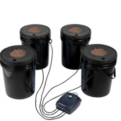 DWC Hydroponics Vækstsystem, Deep Water Culture, 4 Spande med Luftpumpe, Effektiv Vanding, Hurtig Vækst